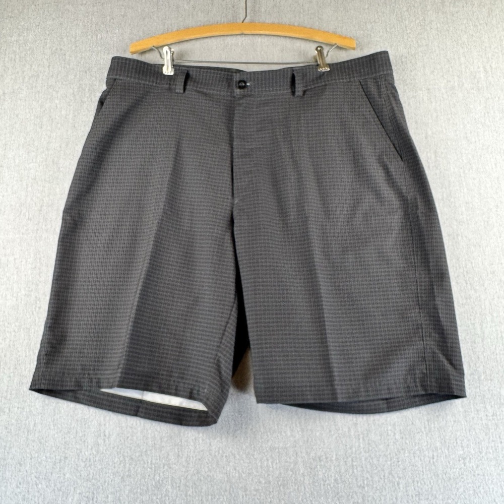 Bolle‎ Golf Tech Shorts Mens 40 Gray Plaid Stretch Bermuda Casual Flat